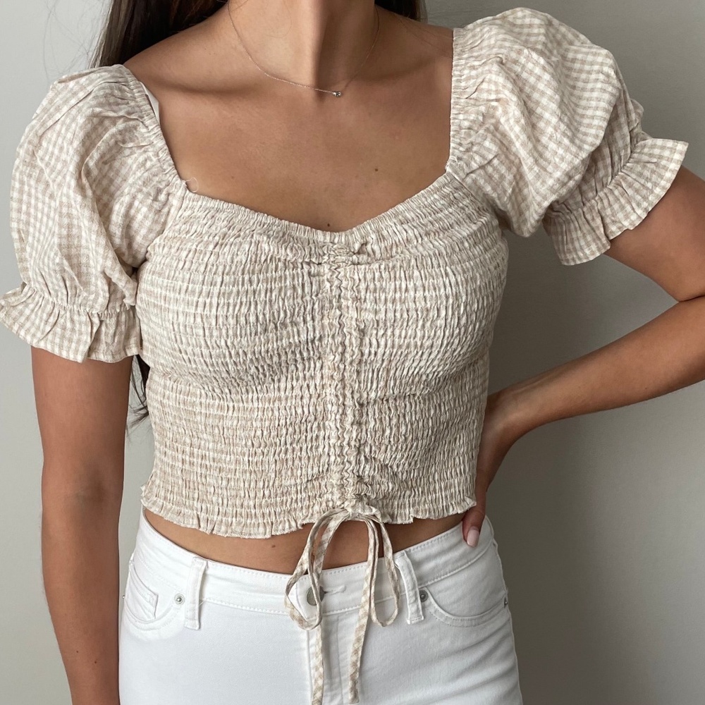 Gingham Tan Top
